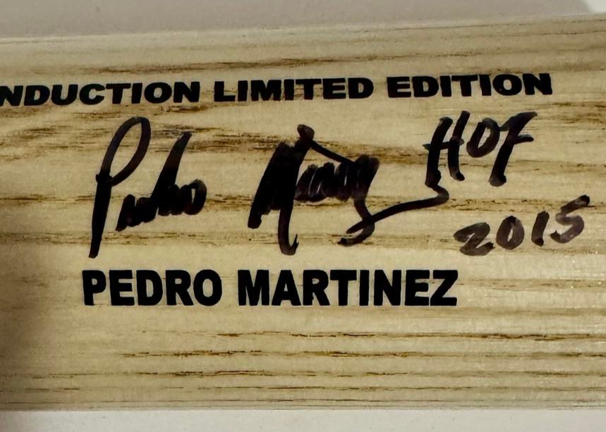 Pedro Martinez Autographed Limited Edition Blonde Canadian Baseball HOF Bat w/Inscription #13/100